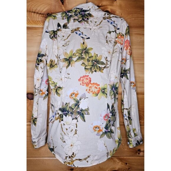 Father & Son Size Medium Stretch Slim Fit White Orange Floral & Bluebird Design - Picture 8 of 12